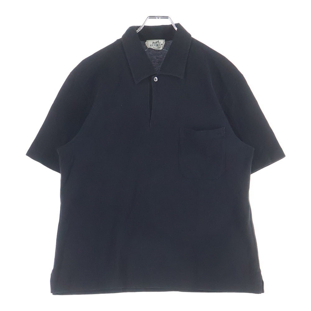 HERMES(エルメス) VINTAGE 胸ポケット H刺繍 ポロシャツ 半袖ポロシャツ ブラック