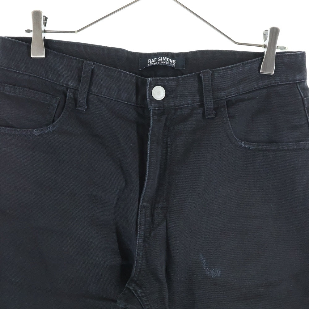 RAF SIMONS(ラフシモンズ) 23SS デストロイド ダブル デニム ジーンズ レイヤード ブラック