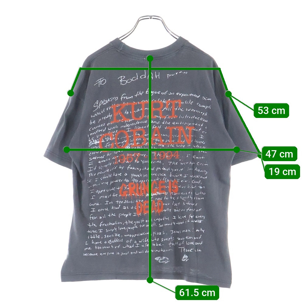 VINTAGE(ヴィンテージ) 90s NIRVANA KURT COBAIN GRUNGE IS DEAD BOOTLEG ニルヴァーナ カートコバーン Tシャツ 半袖カットソー ブラック