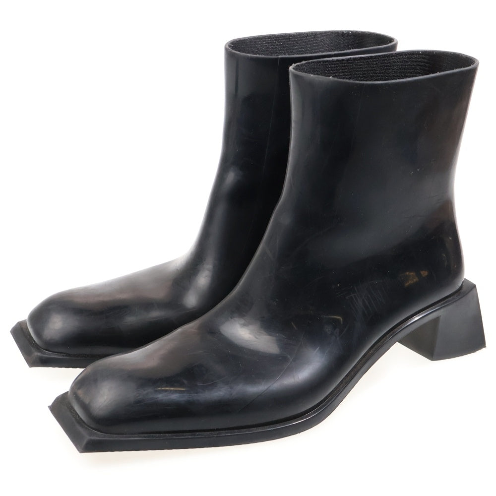 Acne Studios(アクネ ストゥディオズ) サイドロゴ ラバー アンクルブーツ ヒール ロングブーツ スクエアトゥ ブラック