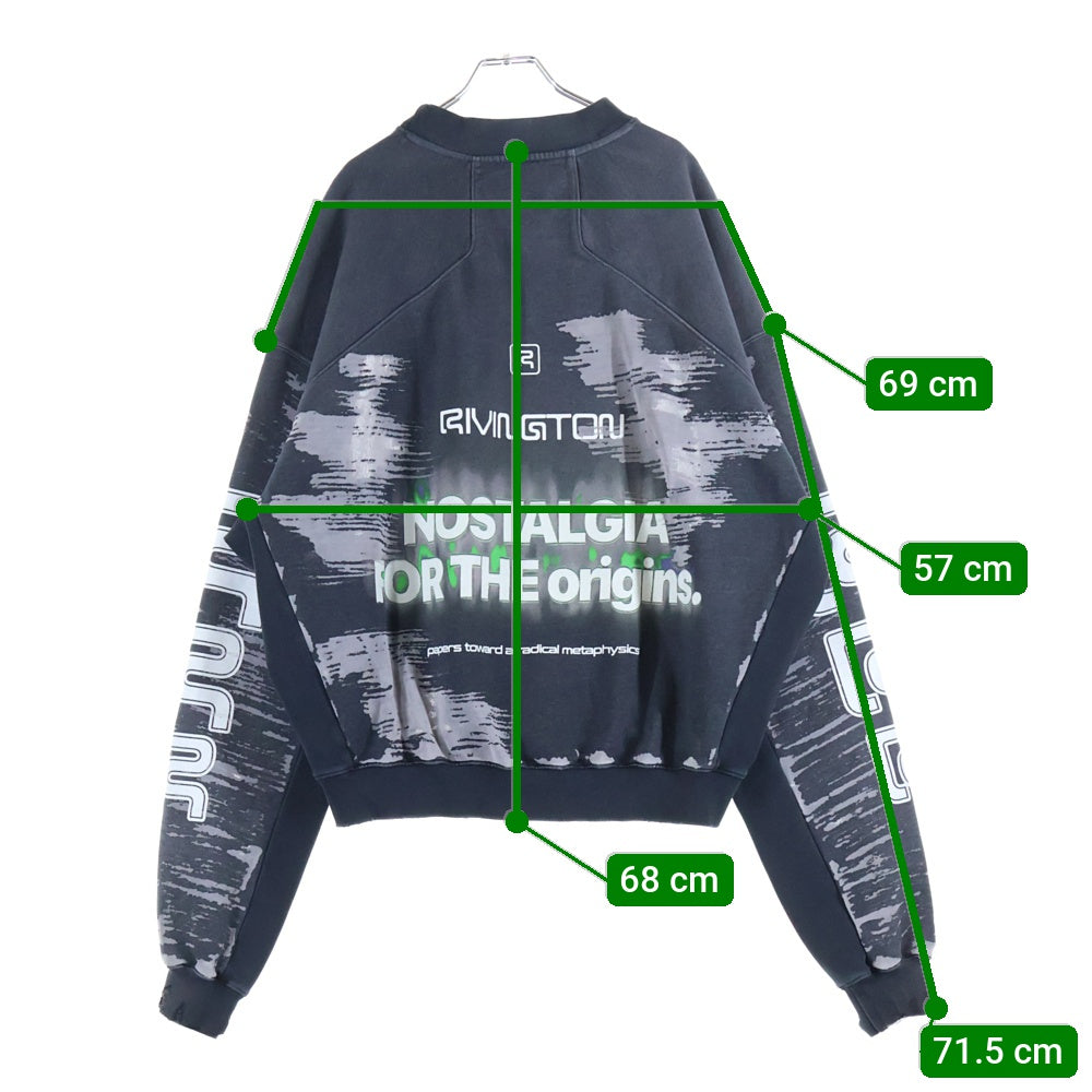 RRR123 RIVINGTON roi Rebis(リヴィントンロイレビス) オリジンズ クルーネック メカニック スウェット トレーナー ブラック