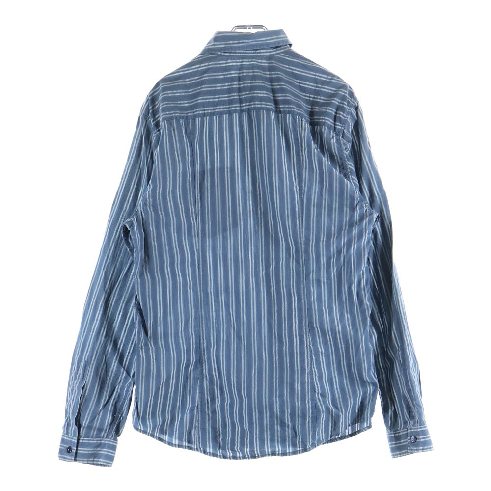 ARMANI JEANS(アルマーニ ジーンズ) 00s MADE IN RUMANIA ルーマニア製 ストライプ 長袖シャツ ブルー