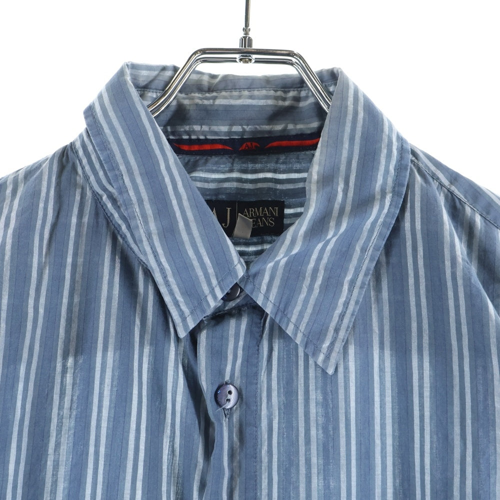ARMANI JEANS(アルマーニ ジーンズ) 00s MADE IN RUMANIA ルーマニア製 ストライプ 長袖シャツ ブルー