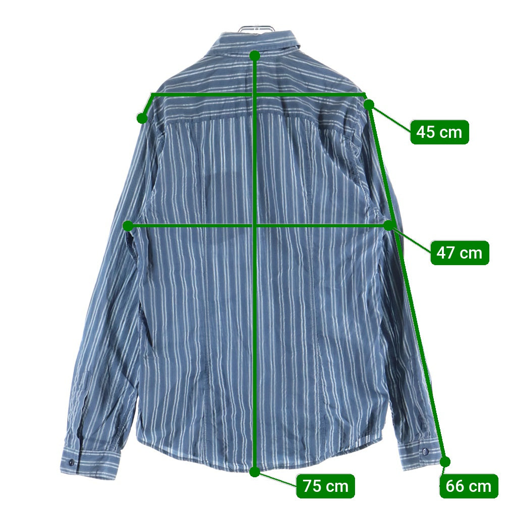 ARMANI JEANS(アルマーニ ジーンズ) 00s MADE IN RUMANIA ルーマニア製 ストライプ 長袖シャツ ブルー