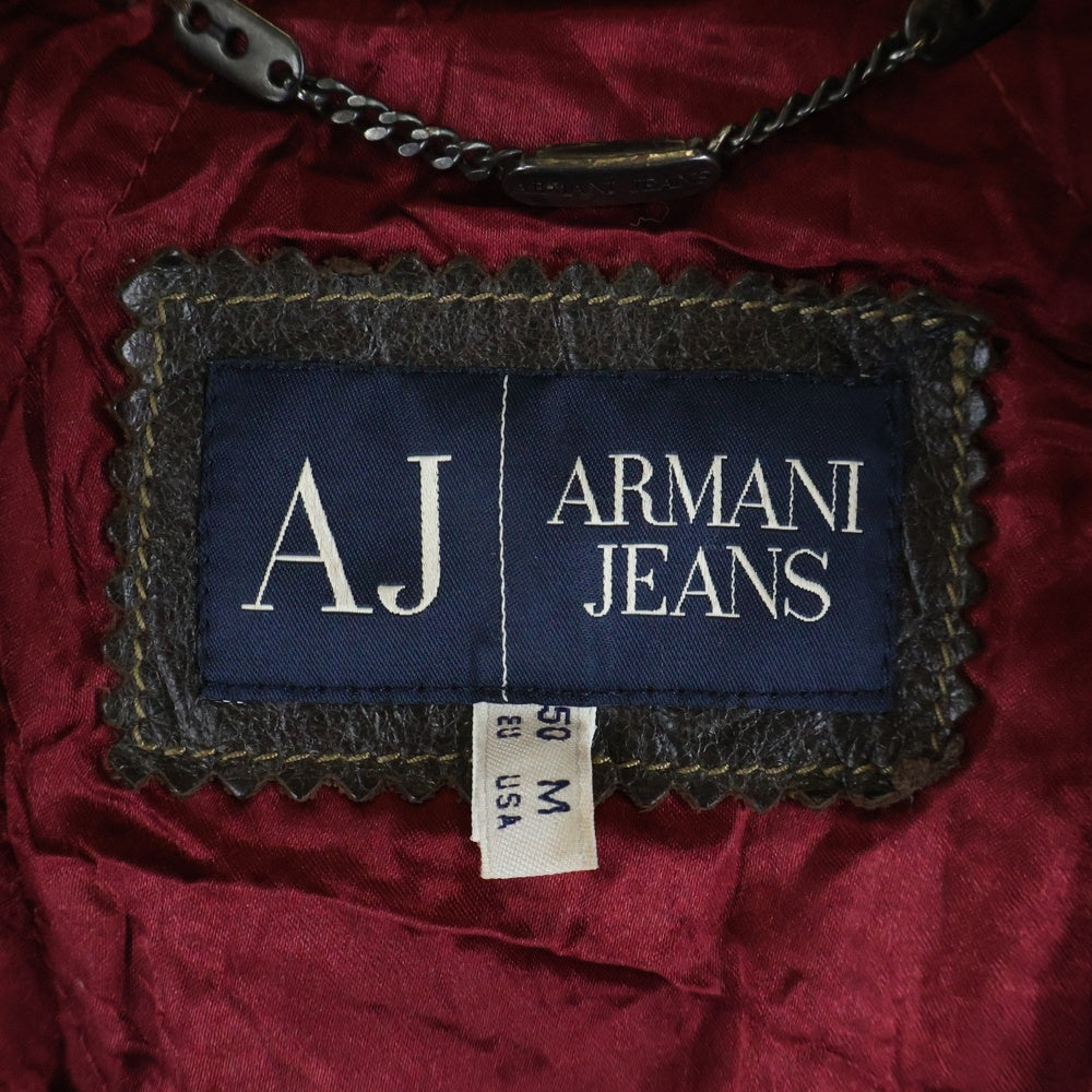 ARMANI JEANS(アルマーニ ジーンズ) 00s MADE IN ITALY DRAGON leather blouson イタリア製 ドラゴン レザー ブルゾン アウター ブラウン