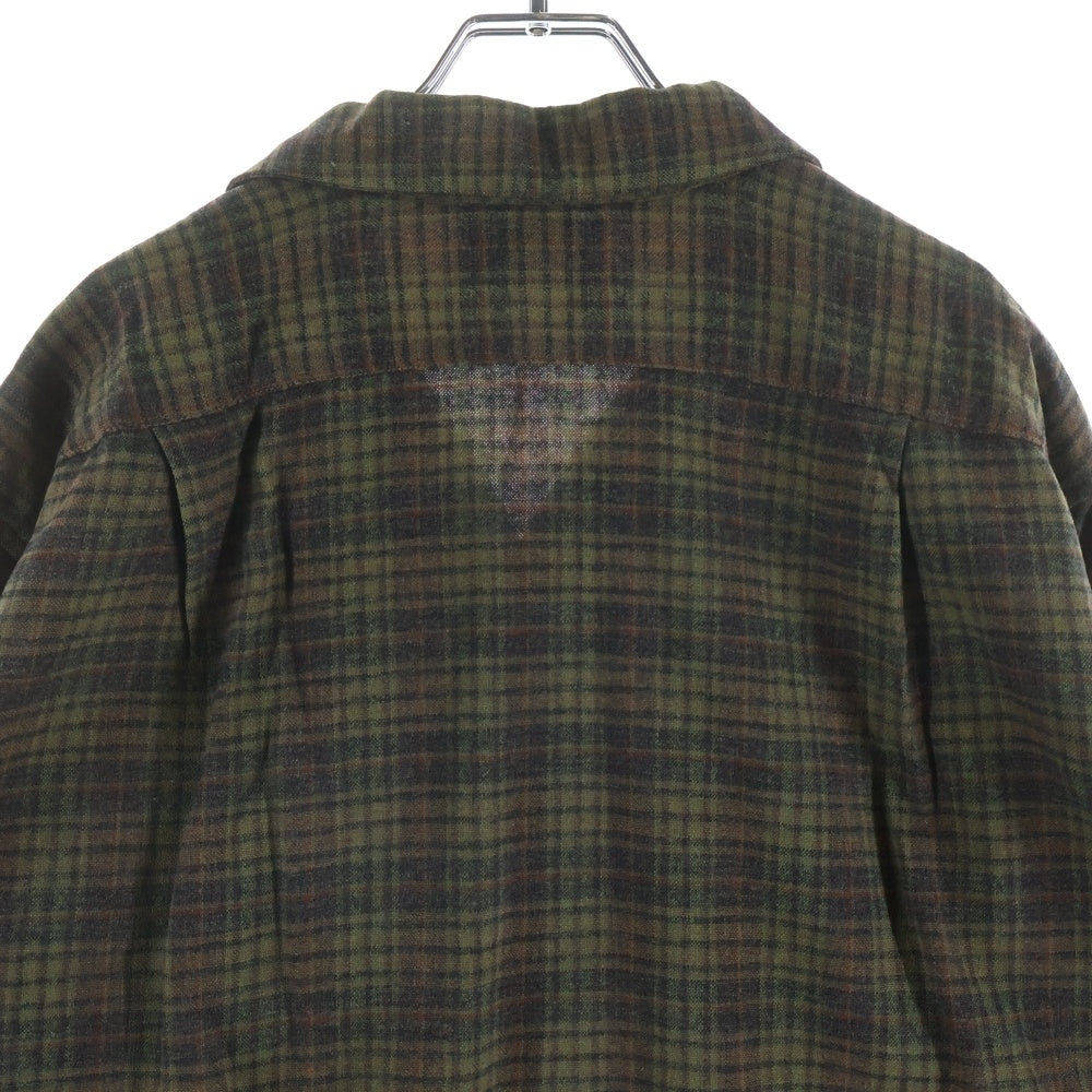 PENDLETON(ペンドルトン) 60s VINTAGE ヴィンテージ チェック ウール オープンカラー長袖ボードシャツ グリーン/ブラウン