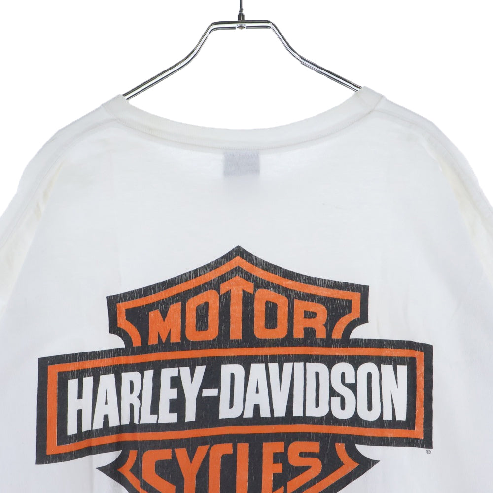 VINTAGE(ヴィンテージ) 90s HARLEY DAVIDSON ハーレーダビッドソン バイカー 両面プリント 半袖Tシャツ カットソー ホワイト