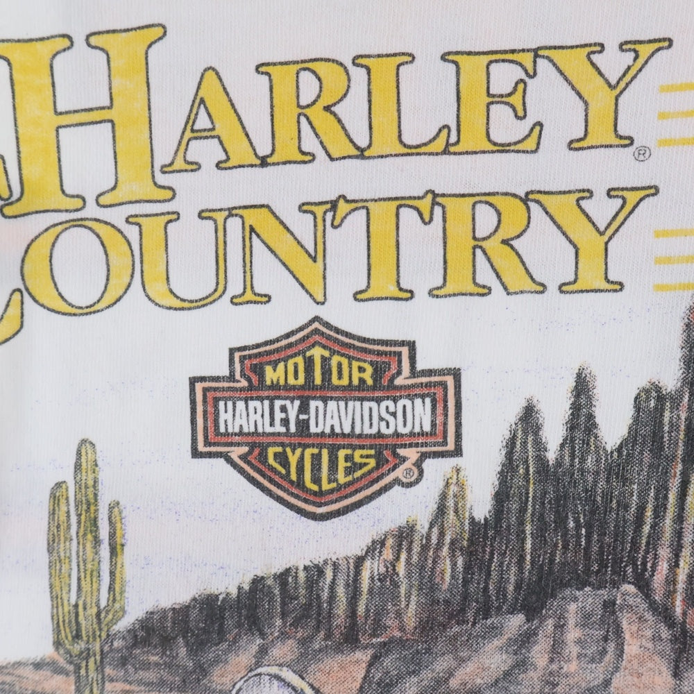VINTAGE(ヴィンテージ) 90s HARLEY DAVIDSON ハーレーダビッドソン バイカー 両面プリント 半袖Tシャツ カットソー ホワイト