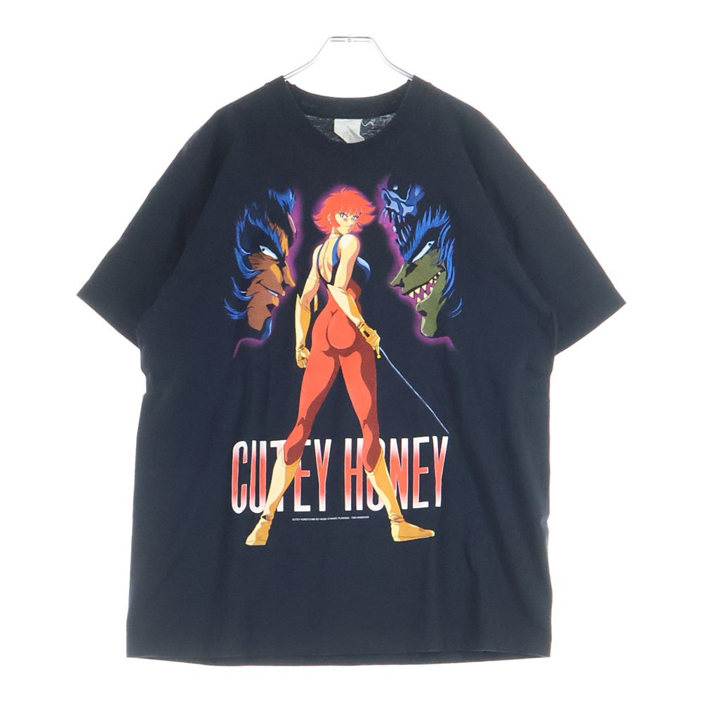 VINTAGE(ヴィンテージ) 90s CUTEY HONEY TEE キューティーハニー アニメ フロントプリントTシャツ 半袖クルーネックカットソー ブラック