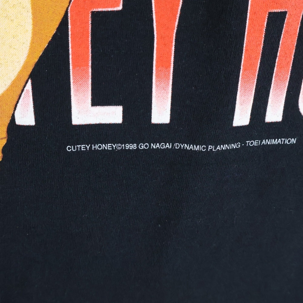 VINTAGE(ヴィンテージ) 90s CUTEY HONEY TEE キューティーハニー アニメ フロントプリントTシャツ 半袖クルーネックカットソー ブラック