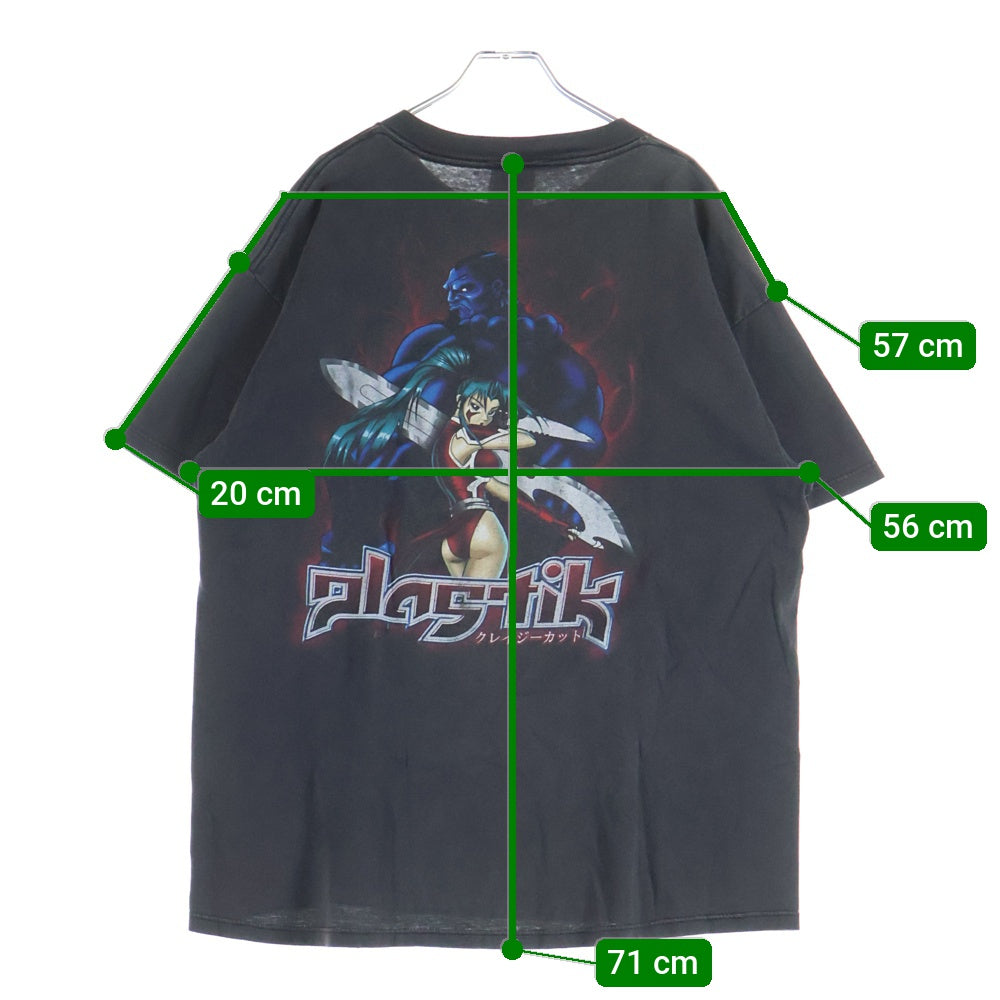 VINTAGE(ヴィンテージ) 90s PLASTIK プラステック クレイジーカット 両面プリント 半袖Tシャツ アニメTシャツ カットソー ブラック