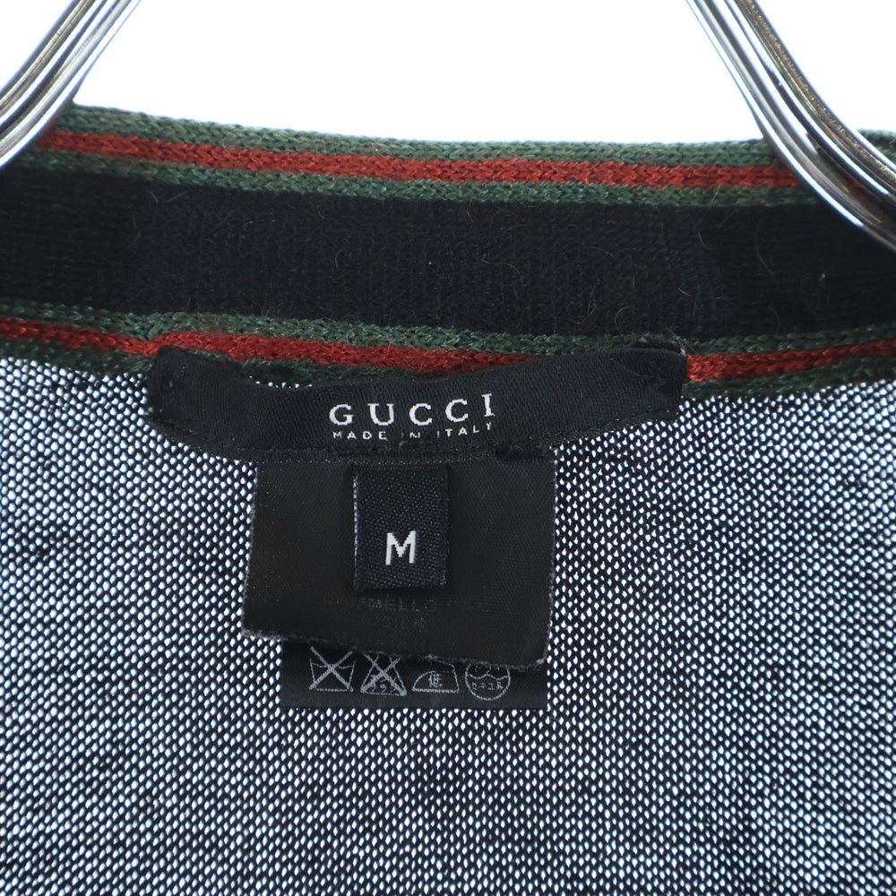 GUCCI(グッチ) シェリーライン カーディガン キャメル シルク ブラック 147015 Z9563