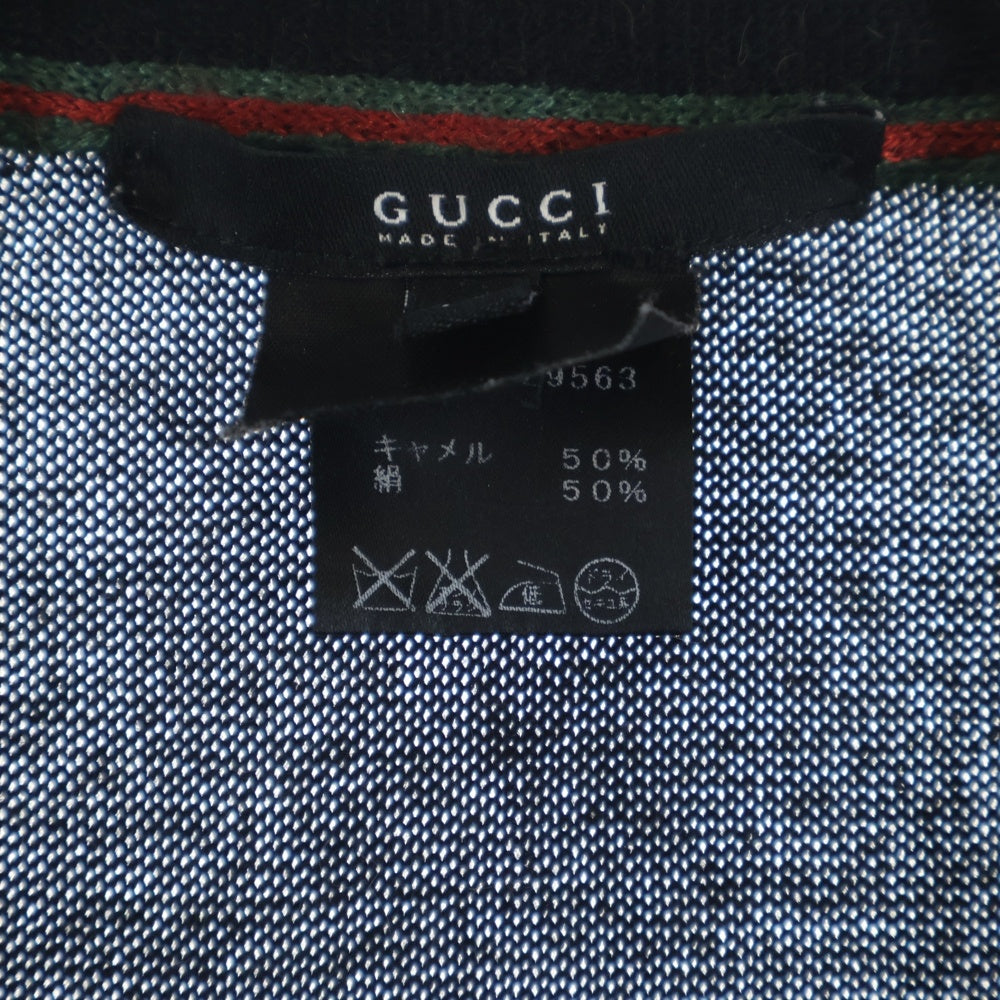 GUCCI(グッチ) シェリーライン カーディガン キャメル シルク ブラック 147015 Z9563