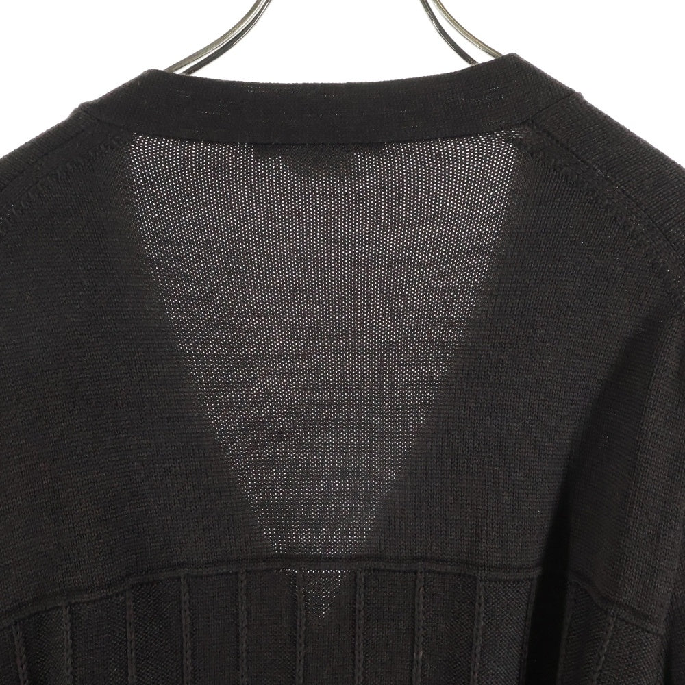 GUCCI(グッチ) リブ編み シルクVネックカーディー ウール シルク カシミア イタリア製 ブラウン