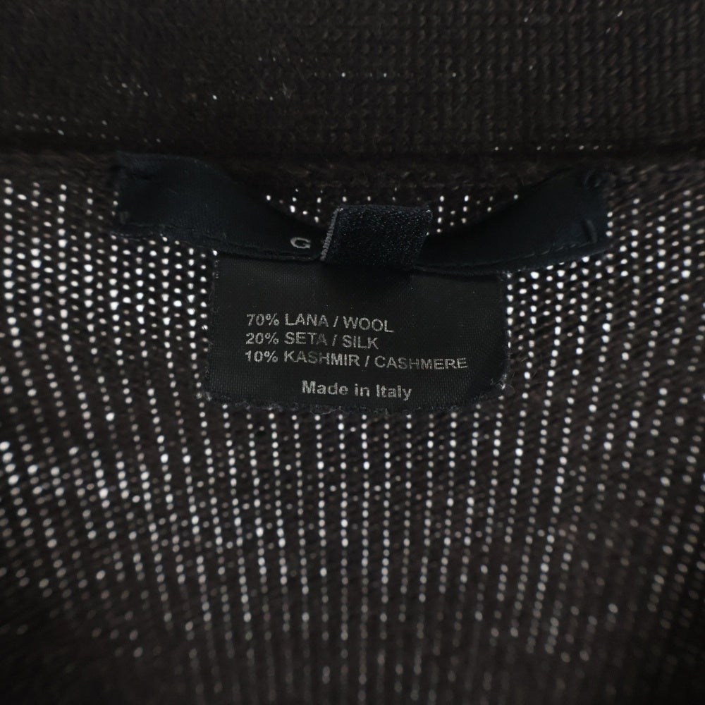 GUCCI(グッチ) リブ編み シルクVネックカーディー ウール シルク カシミア イタリア製 ブラウン