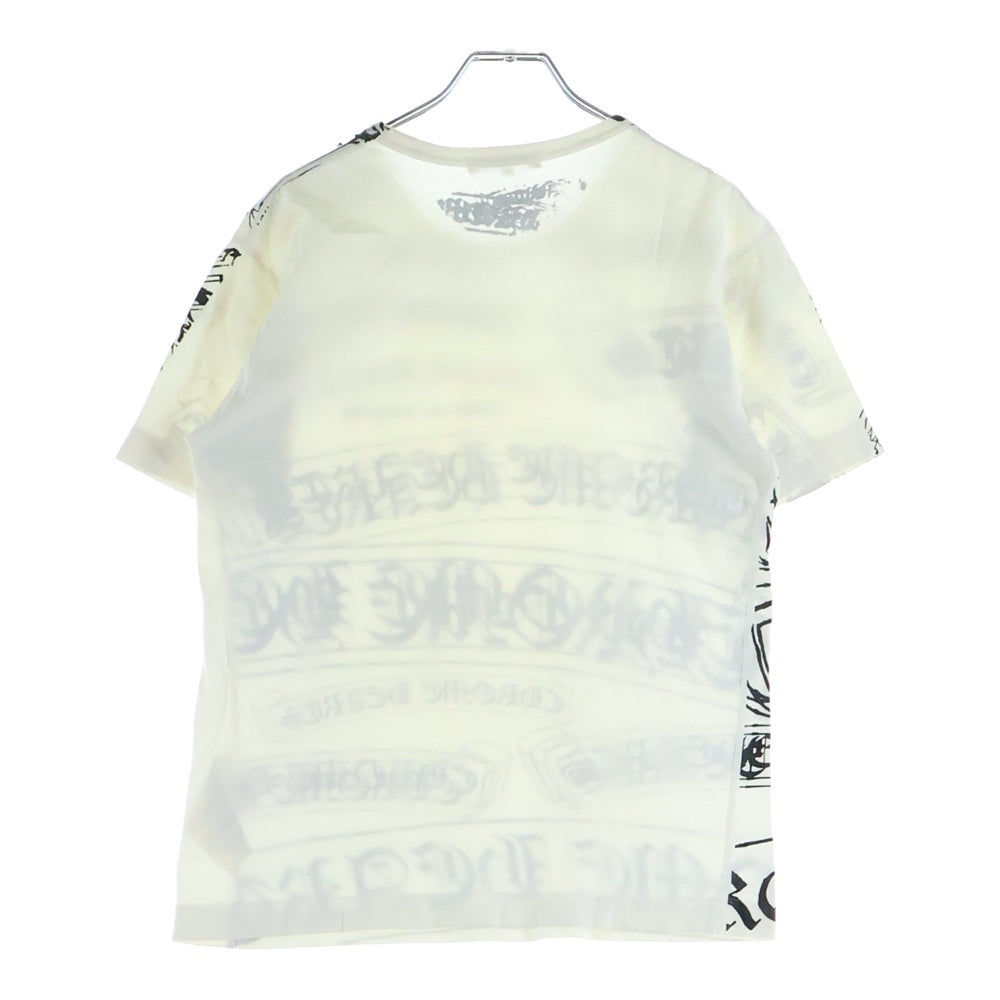 CHROME HEARTS(クロムハーツ) ×COMME des GARCONS コムデギャルソン スクロールラベル ロゴ総柄クルーネック半袖Tシャツ カットソー ホワイト OT-T022