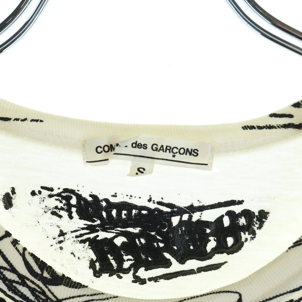 CHROME HEARTS(クロムハーツ) ×COMME des GARCONS コムデギャルソン スクロールラベル ロゴ総柄クルーネック半袖Tシャツ カットソー ホワイト OT-T022