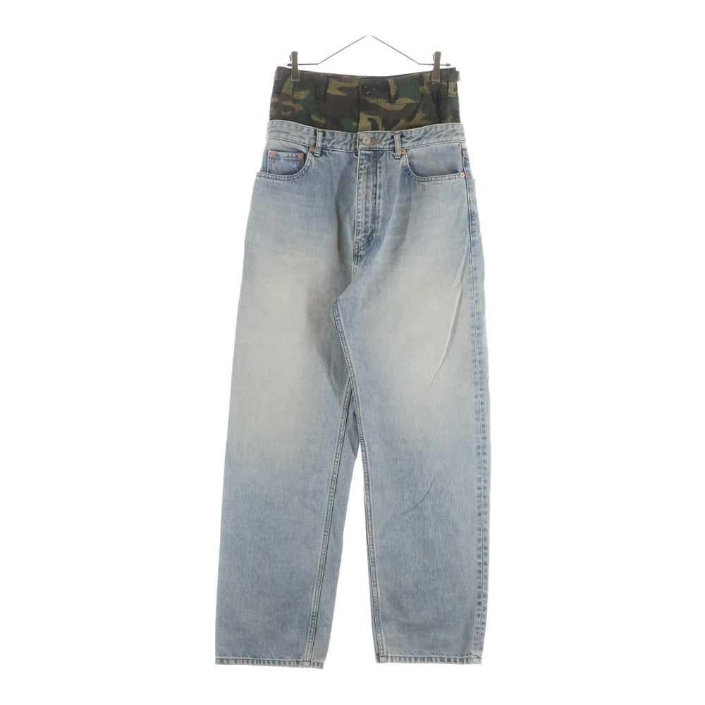 BALENCIAGA(バレンシアガ) 21AW Layered レイヤードワイドデニムパンツ 迷彩 インディゴ 661609