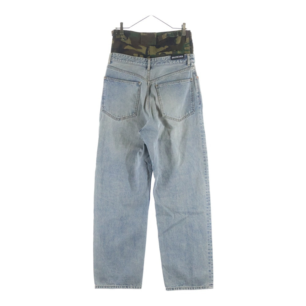 BALENCIAGA(バレンシアガ) 21AW Layered レイヤードワイドデニムパンツ 迷彩 インディゴ 661609