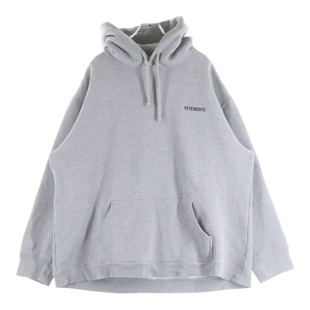 VETEMENTS(ヴェトモン) 21AW Pullover Logo Hoodei UAH21TR535 プルオーバー ロゴ フーディー グレー