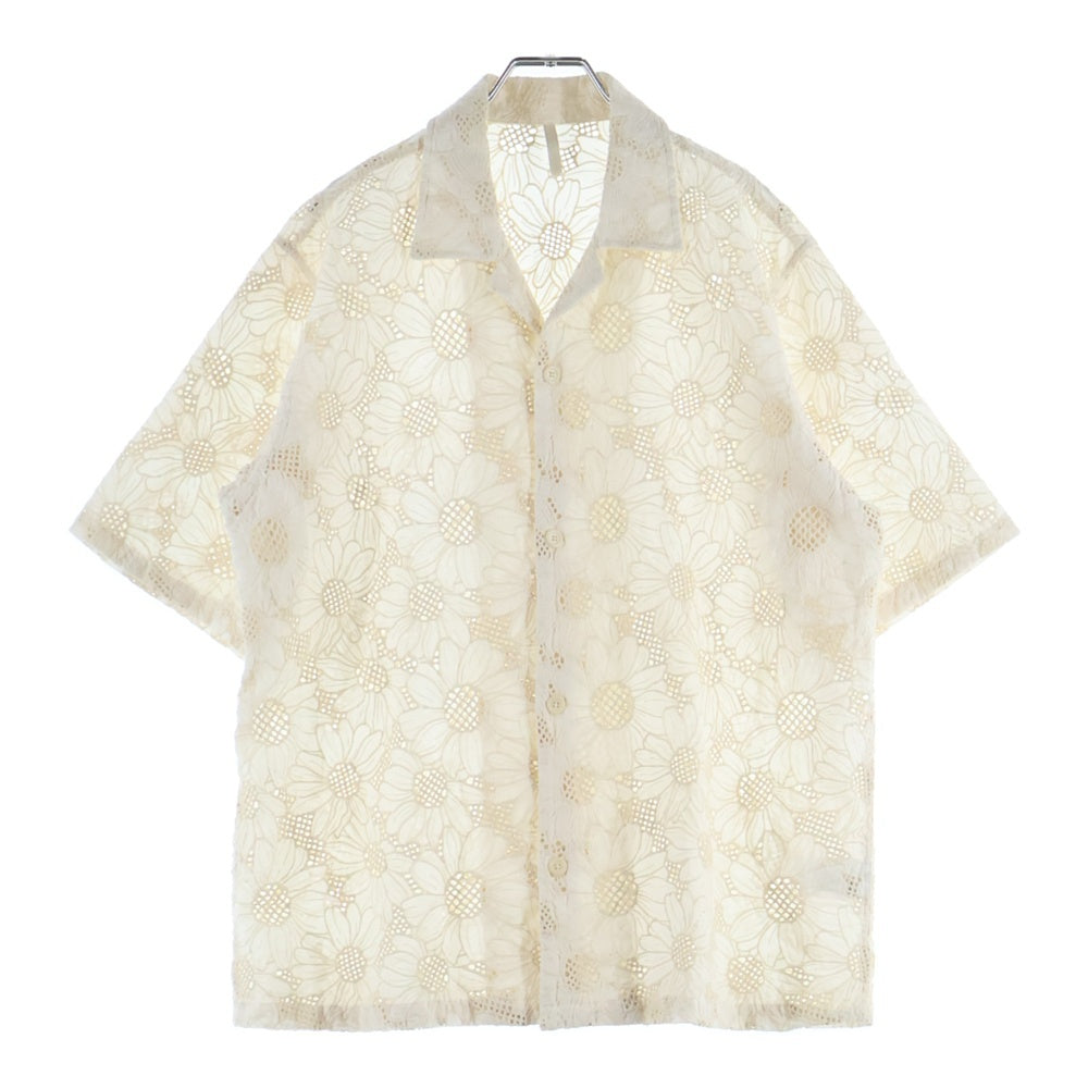 SUNFLOWER(サンフラワー) 23SS CAYO SHIRT MADE IN PORTUGAL ポルトガル製 花柄刺繍 半袖シャツ ホワイト