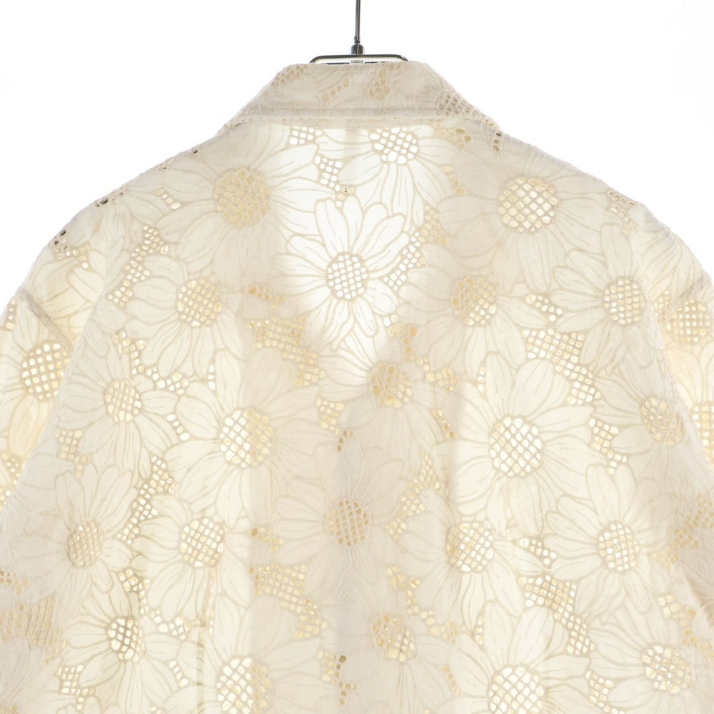 SUNFLOWER(サンフラワー) 23SS CAYO SHIRT MADE IN PORTUGAL ポルトガル製 花柄刺繍 半袖シャツ ホワイト