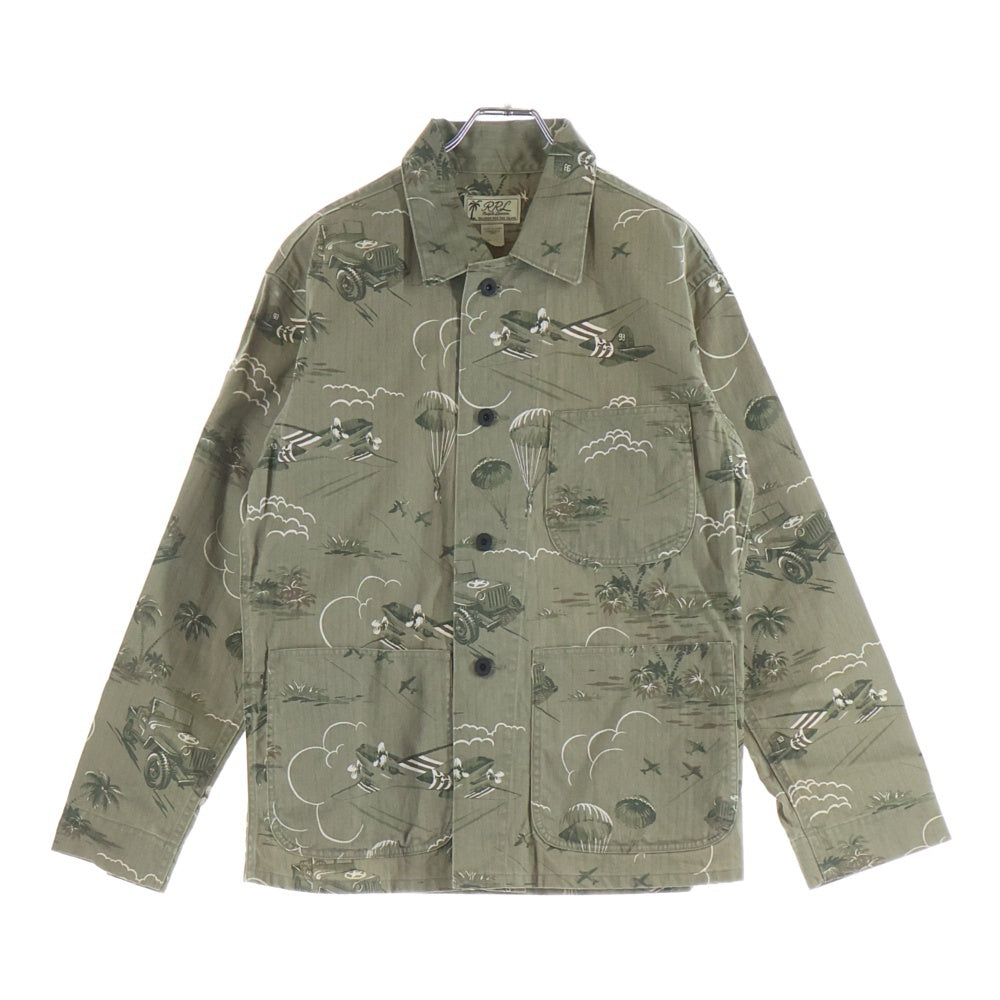RRL(ダブルアールエル) 19SS MILITARY JACKET トロピカルプリント ミリタリー ジャケット カバーオール グリーン