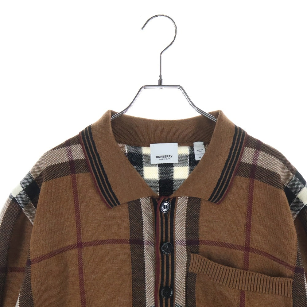 BURBERRY LONDON(バーバリーロンドン) MADE IN ITARY イタリア製 ポロシャツ ウール バーバリーチェック ブラウン 4563944