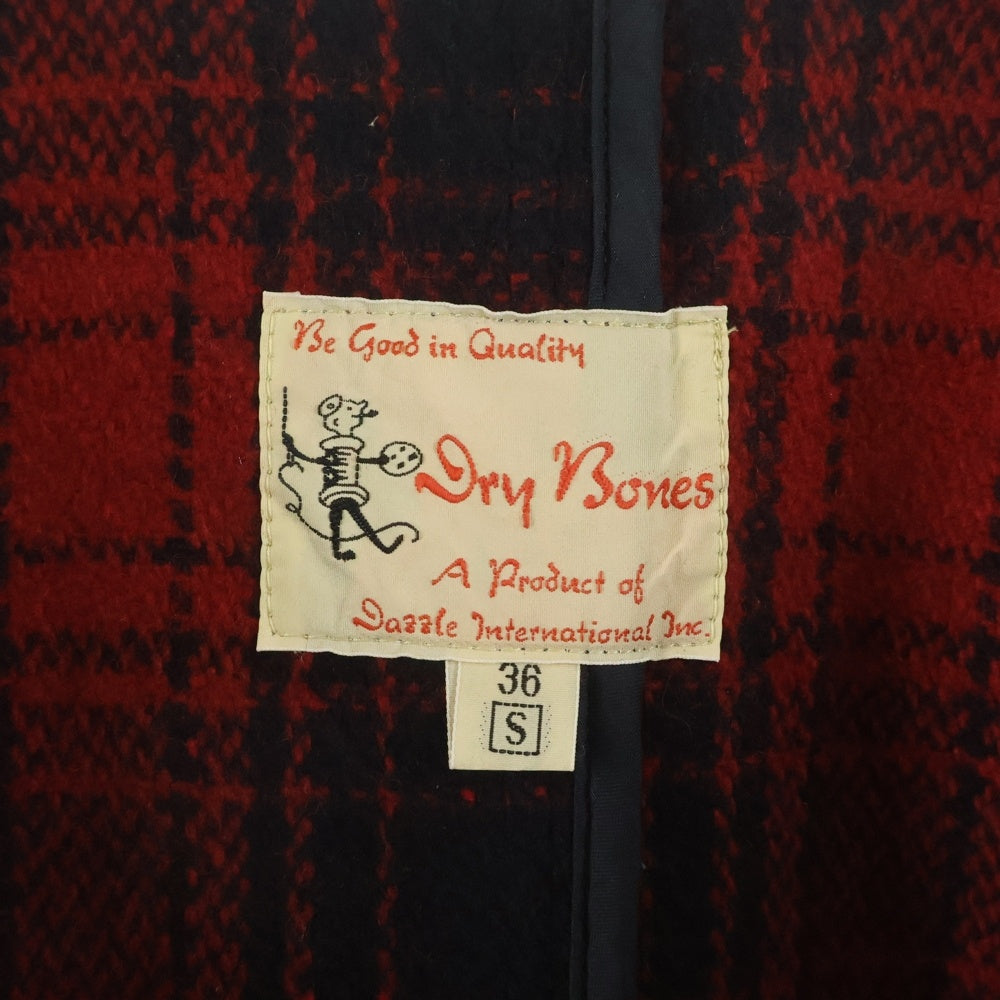VINTAGE(ヴィンテージ) 90s DRY BONES ドライボーンズ 初期タグ ダッフルコート ウール チェック レッド×ブラック