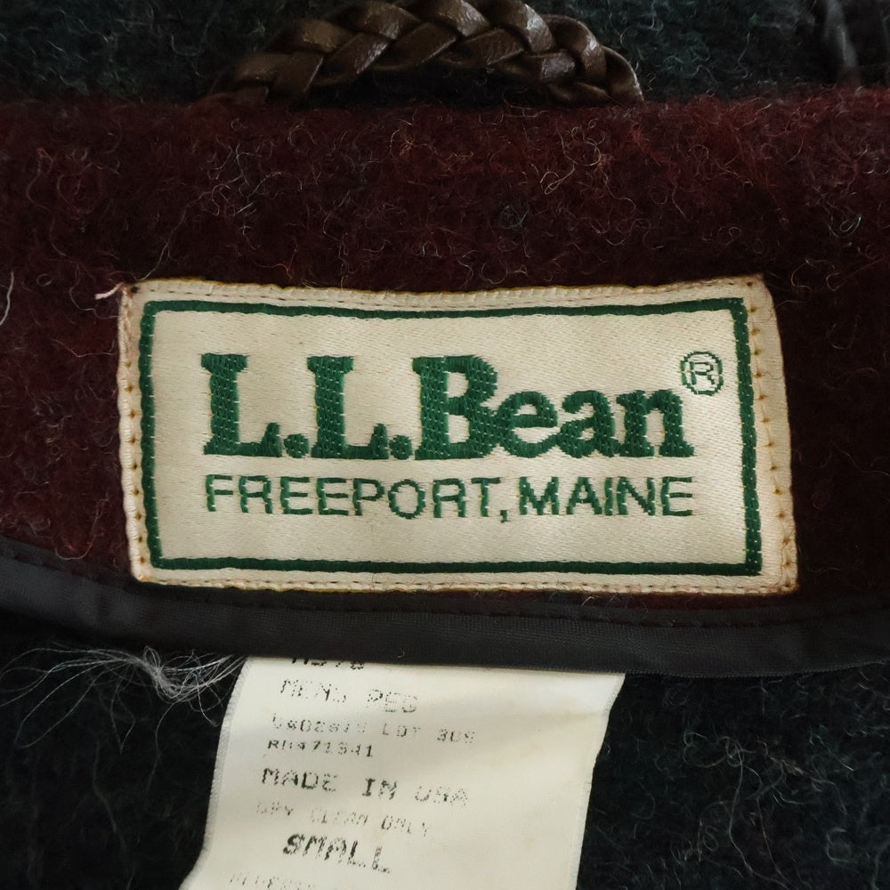 L.L.Bean(エルエルビーン) 90s ウール フーデッドコート ジップアップ ハーフコート USA製 バーガンディ