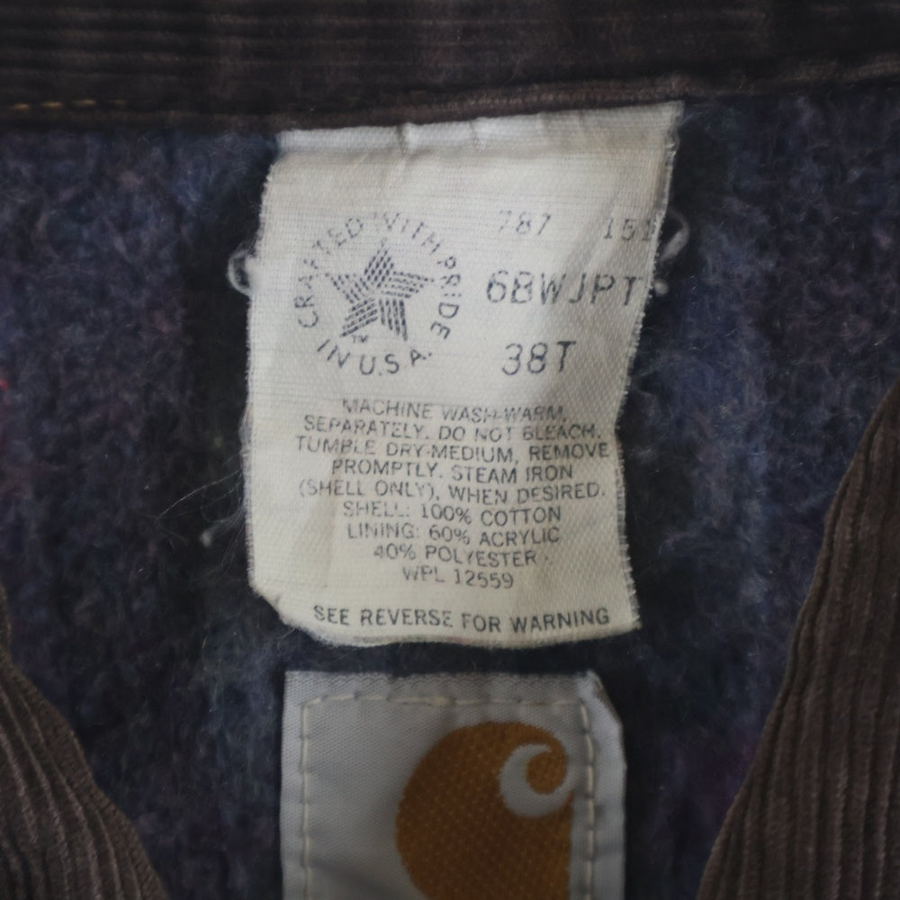 CARHARTT(カーハート) 80S 星タグ ダック トラッカージャケット 襟コーデュロイ 裏地ブランケット USA製 ブラウン 68WJPT