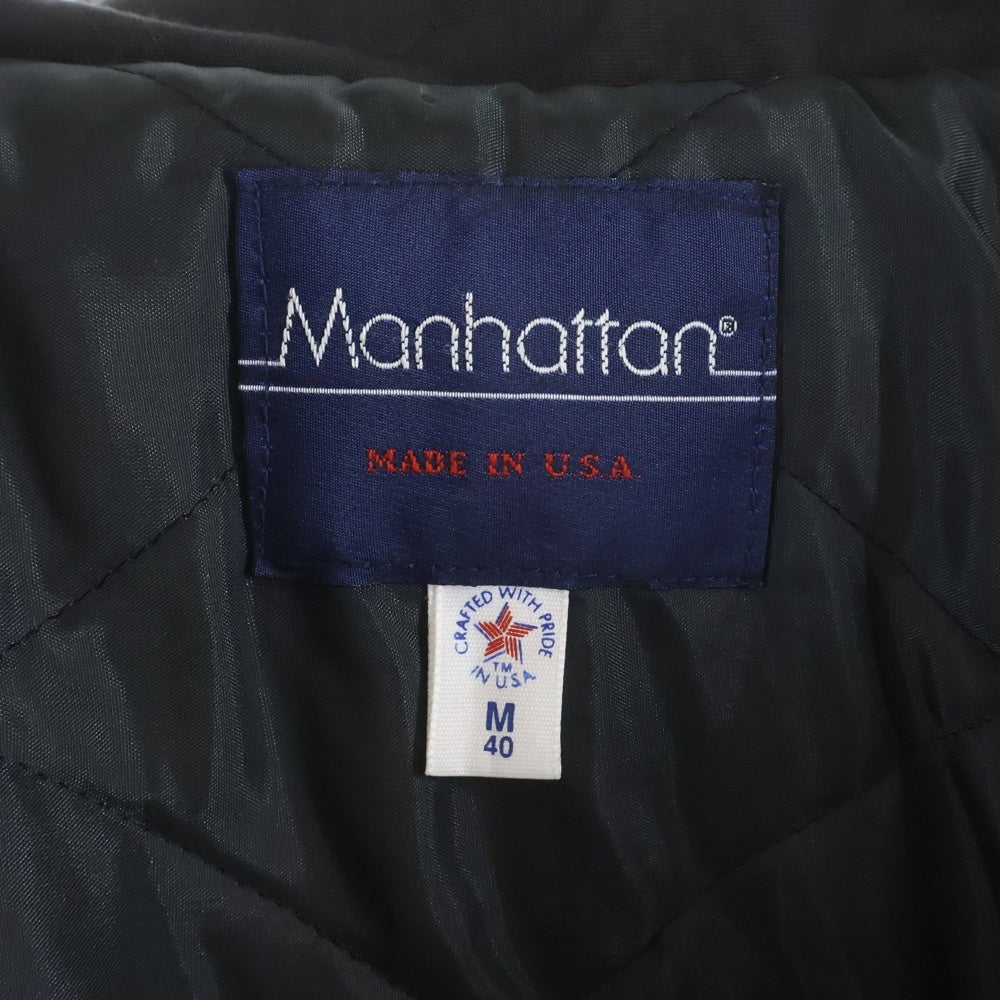 Manhattan(マンハッタン) 80-90s 襟レザー切り替え ジップアップブルゾン アウター USA製 グレー×ブラック