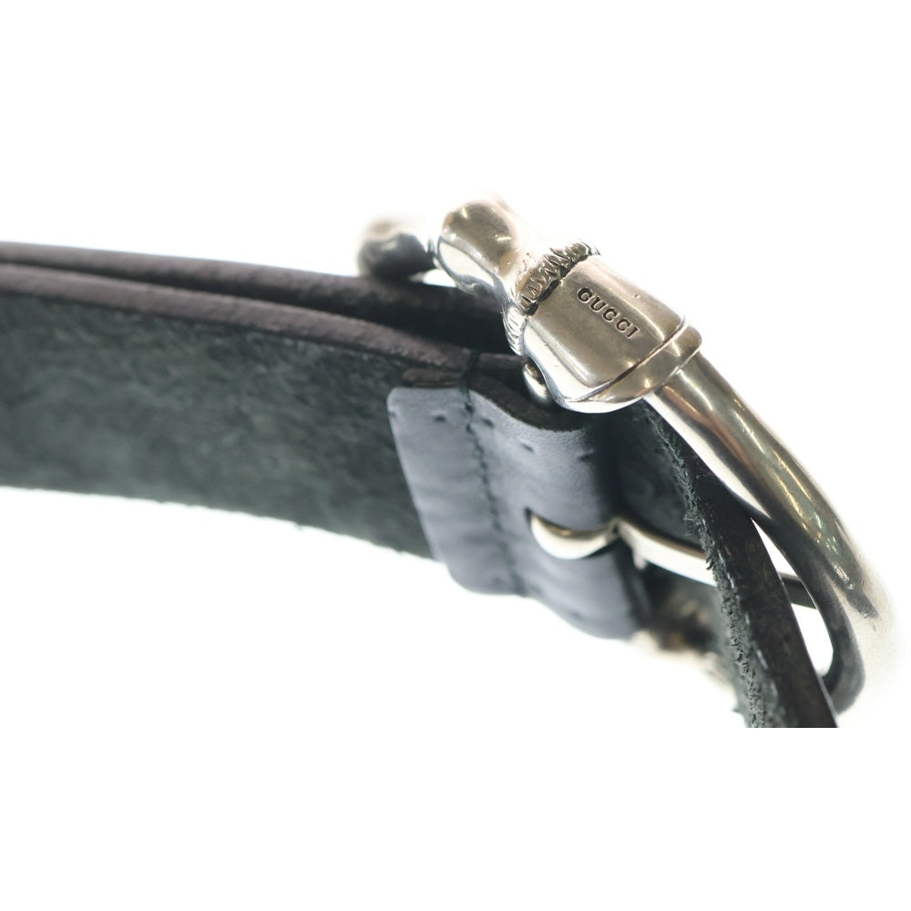 GUCCI(グッチ) Bamboo Buckle Motif Leather Belt バンブー レザーベルト ブラック レディース