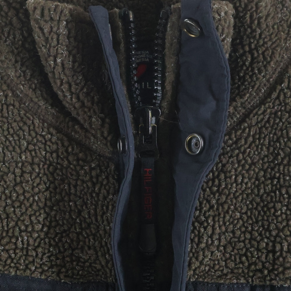 TOMMY HILFIGER(トミーヒルフィガー) 00s マルチポケット フリースジャケット ドローコード ririジップ ブラウン