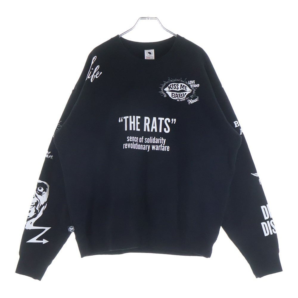 RATS(ラッツ) CRAZY CREW NECK SWEAT 25'RTC-0903 クレイジー クルーネック スウェット ブラック