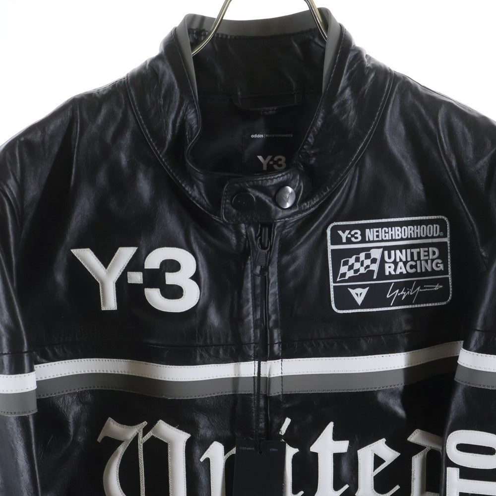 Y-3(ワイスリー) 25AW ×NEIGHBORHOOD LEATHER RACER JACKET ネイバーフッド レザー レーサー ジャケット ブラック KR1364