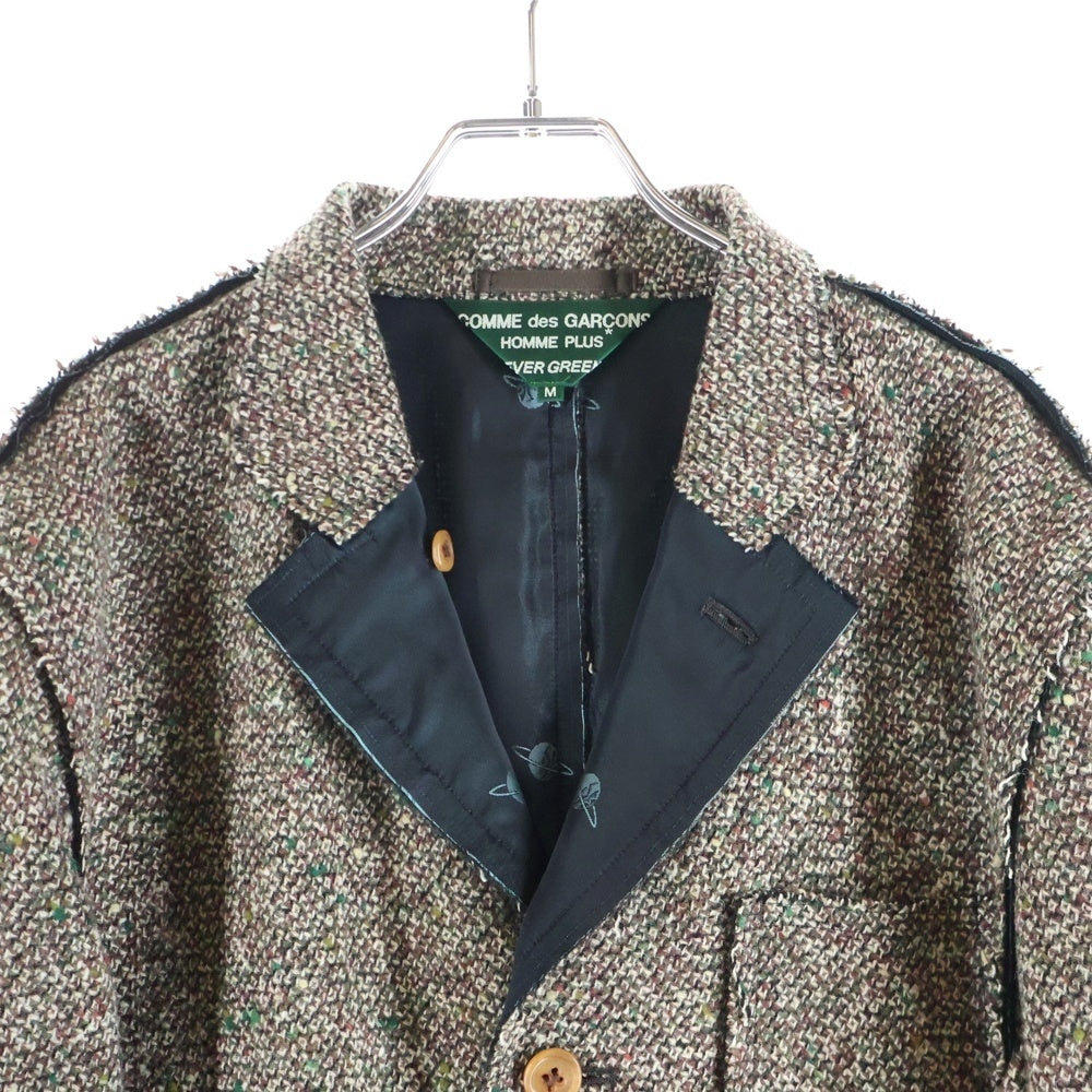 COMME des GARCONS HOMME PLUS(コムデギャルソンオムプリュス) 00s EVER GREEN Inside out Tweed Jacket PTーJ201 AD2007 エバーグリーン インサイドアウト ツイード ジャケット ブラウン