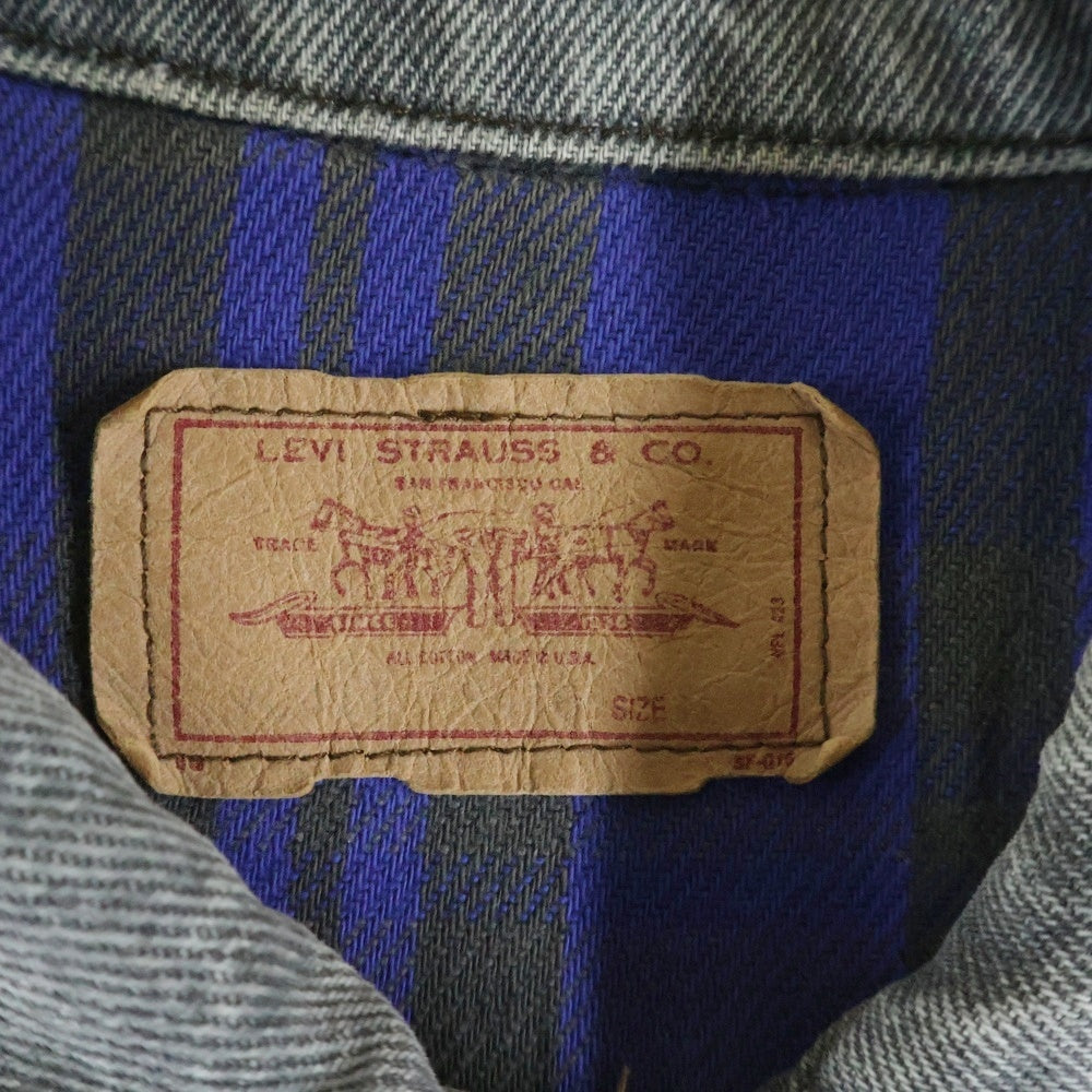 Levi's(リーバイス) 80s 70411 ボタン裏刻印527 ライナー ネルチェック デニム ジャケット グレー