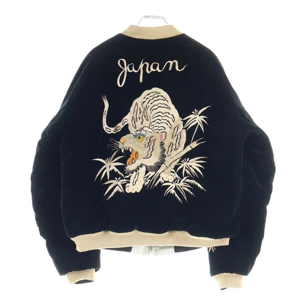 TAILOR TOYO(テーラー東洋) 90s 日本限定 スーベニアジャケット スカジャン 別珍 日本地図 龍虎 ブラック×ブルー