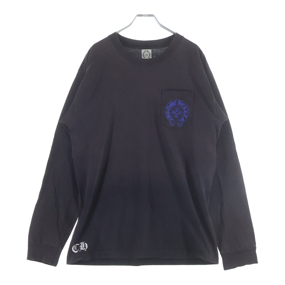 CHROME HEARTS(クロムハーツ) OLD CH PLS 胸ポケット クルーネック長袖Tシャツ ブラック