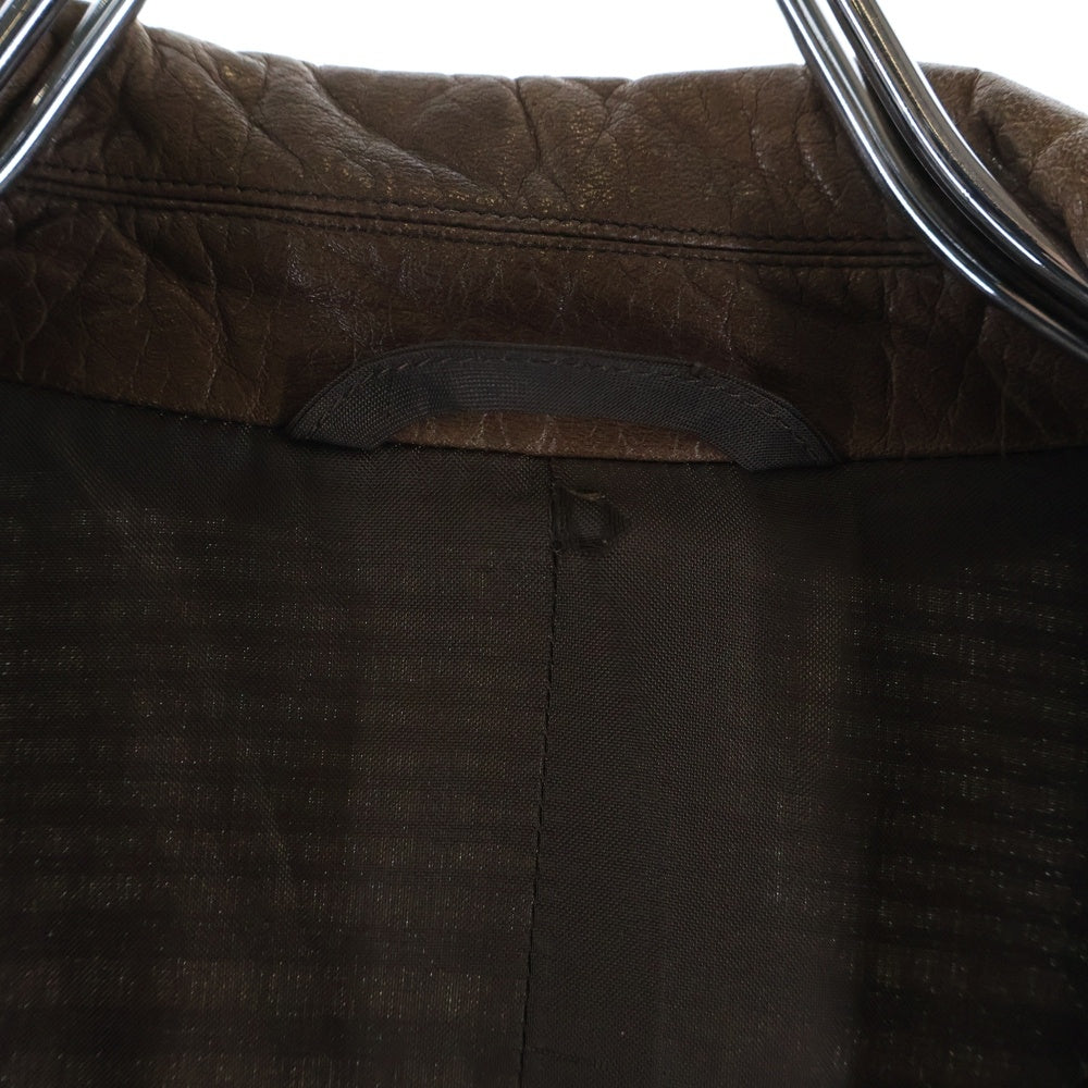 COMME des GARCONS HOMME(コムデギャルソンオム) 80s 田中オム Archive ウールナイロン 襟レザー切り替えコート ハーフコート ジャケット チェック×ブラウン