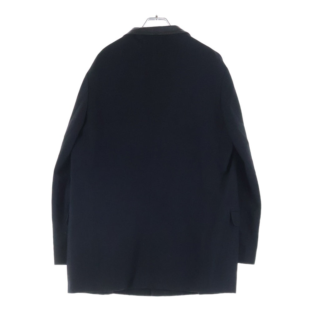 Y's for men(ワイズフォーメン) 00AW archive 襟レザー切り替え ブルゾン ジップアップ ウール レーヨン MT-J24-112 ブラック