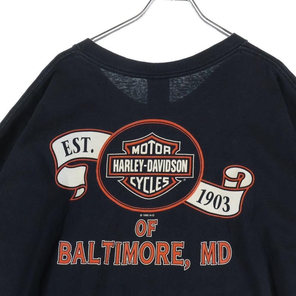 HARLEY DAVIDSON(ハーレーダビッドソン) 90s VINTAGE 1995 EMBLEM S/S TEE 両面プリント 半袖Tシャツ カットソー ブラック