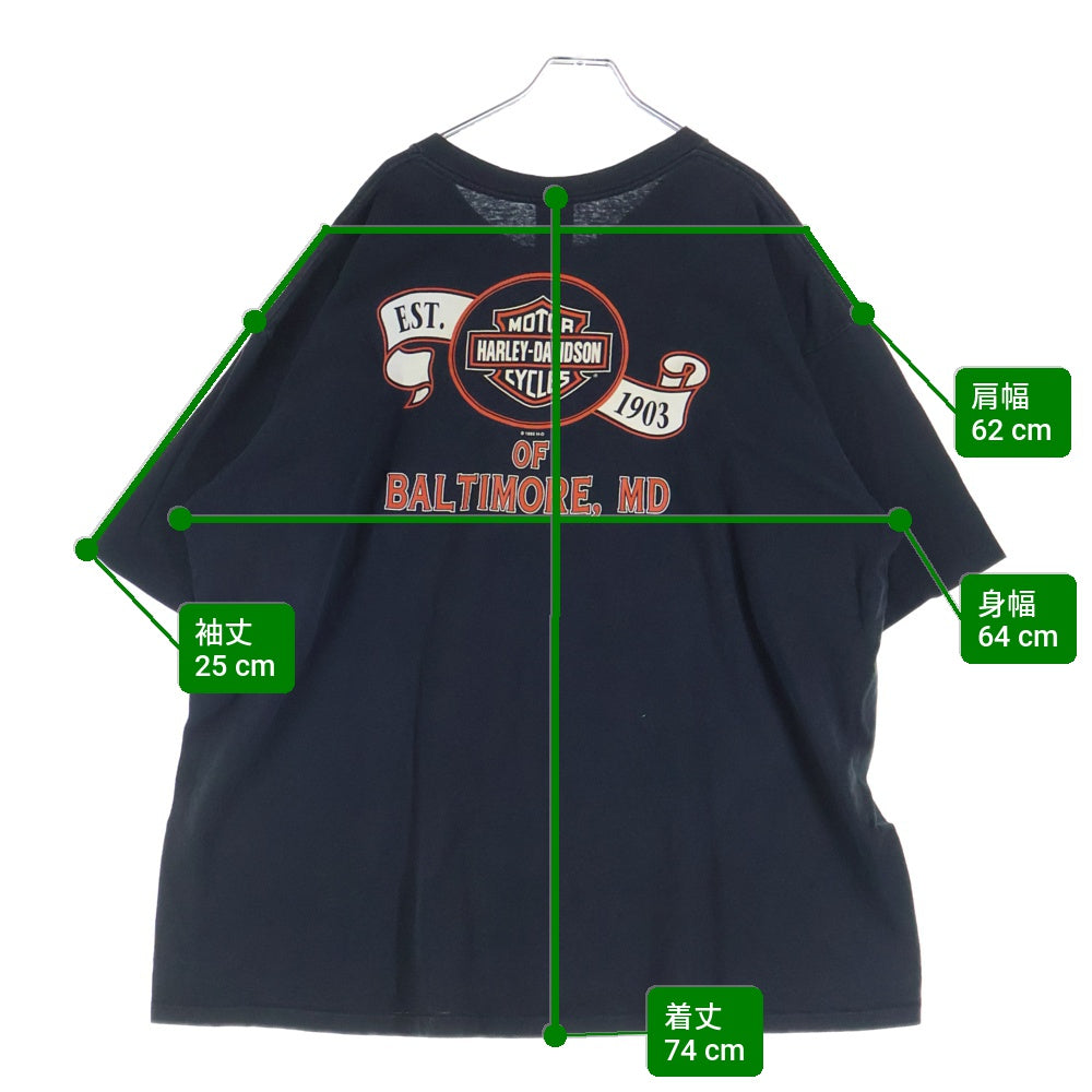 HARLEY DAVIDSON(ハーレーダビッドソン) 90s VINTAGE 1995 EMBLEM S/S TEE 両面プリント 半袖Tシャツ カットソー ブラック