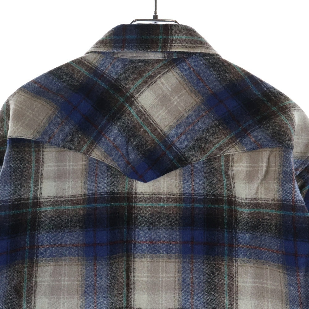 PENDLETON(ペンドルトン) 70s VINTAGE ウール ウエスタンシャツ チェック 長袖シャツ スナップボタン USA製 グレー×ブルー