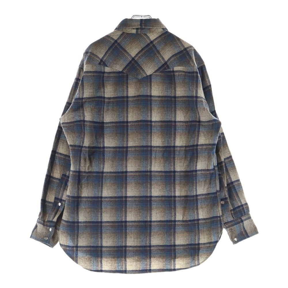 PENDLETON(ペンドルトン) 70s VINTAGE ウール ウエスタンシャツ チェック 長袖シャツ スナップボタン USA製 ブラウン×ブルー