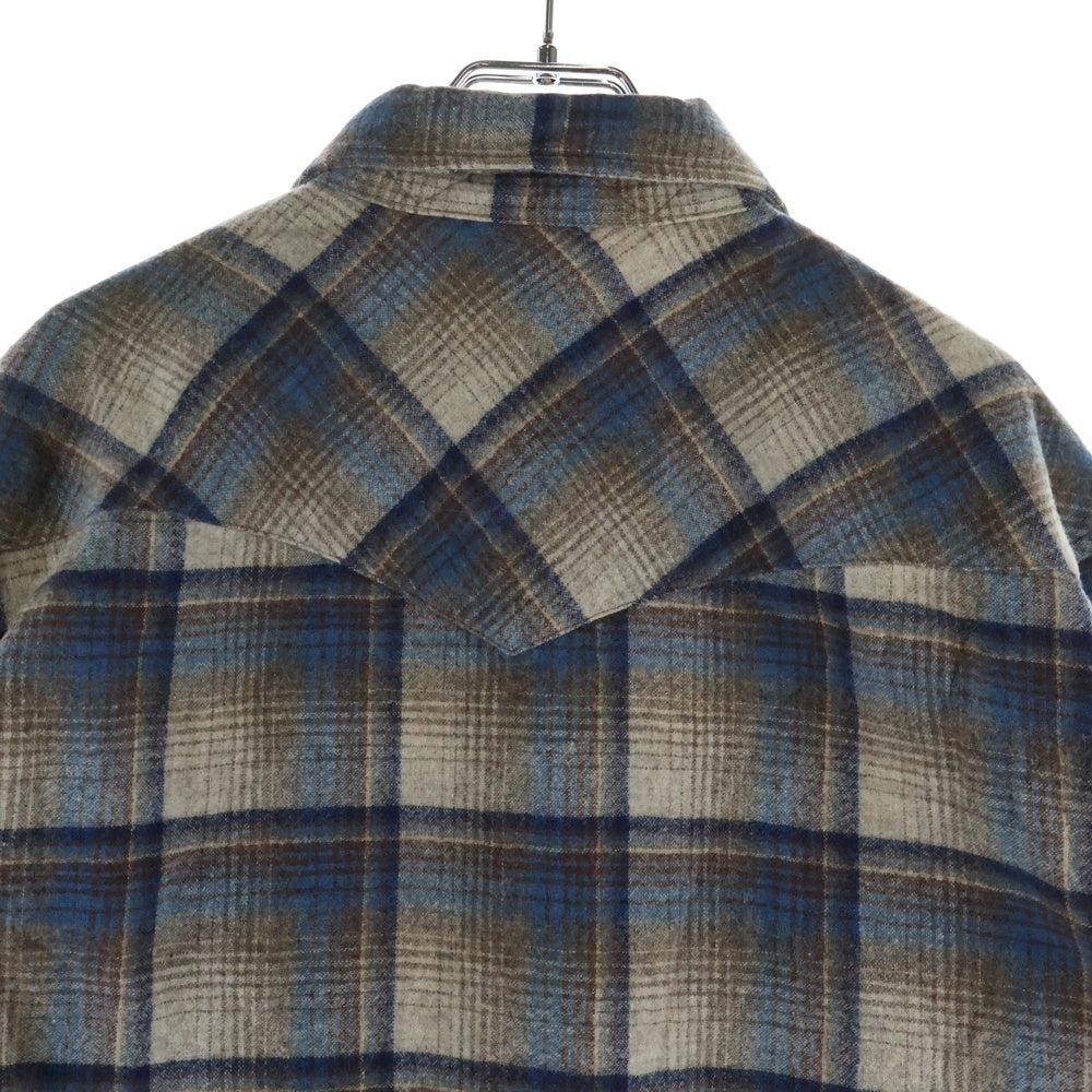 PENDLETON(ペンドルトン) 70s VINTAGE ウール ウエスタンシャツ チェック 長袖シャツ スナップボタン USA製 ブラウン×ブルー