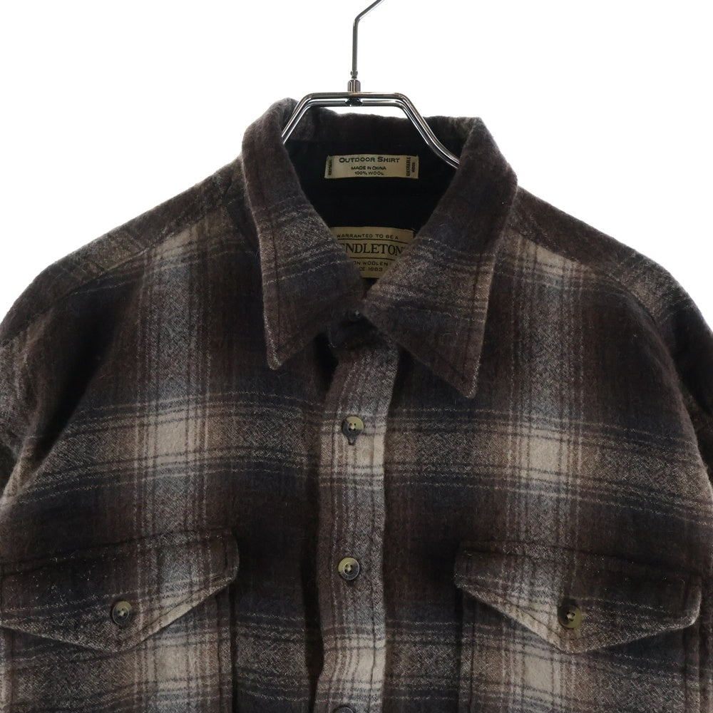 PENDLETON(ペンドルトン) VINTAGE ウール 長袖シャツ チェック ボタンダウン ブラウン×ホワイト