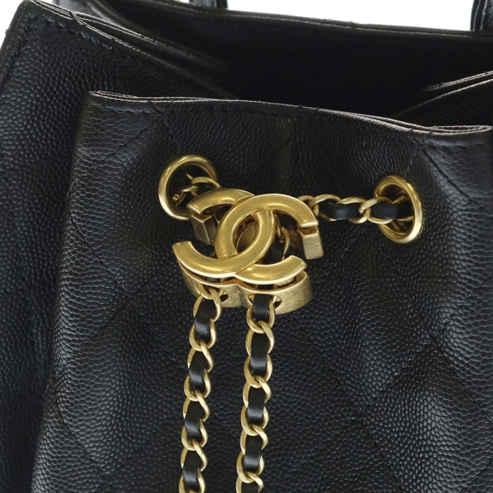 CHANEL(シャネル) シャネル25 ミディアム バックパック レザー チェーン リュック ブラック×ゴールド GJ29HE50