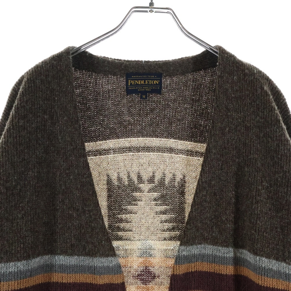 PENDLETON(ペンドルトン) ネイティブ柄 ボタンレス カーディガン ブラウン